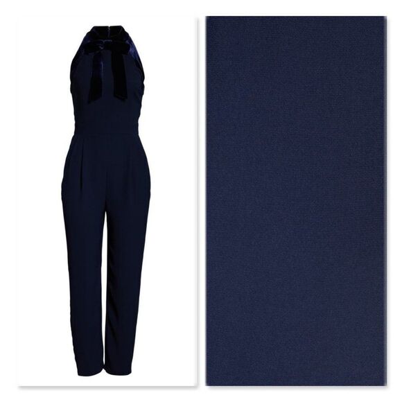 1901 Velvet Trim Halter Jumpsuit sz 8 in Navy - Picture 3 of 13